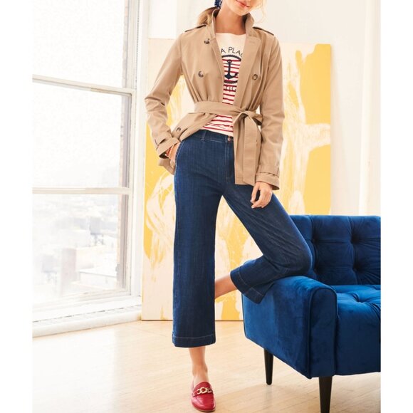 NWT TALBOTS Womens' Deep Azure Flawless Wide-Leg Crop Jeans Sz 14 Petite - Picture 5 of 9